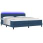 Preview: LED Boxspringbett mit Matratze Blau 200x200 cm Stoff