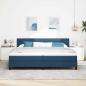 Preview: LED Boxspringbett mit Matratze Blau 200x200 cm Stoff