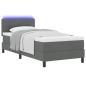 Preview: LED Boxspringbett mit Matratze Dunkelgrau 80x200 cm Stoff