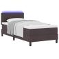 Preview: LED Boxspringbett mit Matratze Dunkelbraun 90x200 cm Stoff