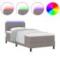 Preview: LED Boxspringbett mit Matratze Taupe 90x200 cm Stoff