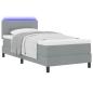 Preview: LED Boxspringbett mit Matratze Hellgrau 100x200 cm Stoff