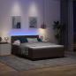 Preview: LED Boxspringbett mit Matratze Dunkelbraun 140x190 cm Stoff