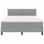 Preview: LED Boxspringbett mit Matratze Hellgrau 140x200 cm Stoff