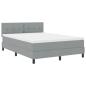 Preview: LED Boxspringbett mit Matratze Hellgrau 140x200 cm Stoff