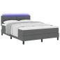 Preview: LED Boxspringbett mit Matratze Dunkelgrau 160x200 cm Stoff