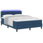 Preview: LED Boxspringbett mit Matratze Blau 160x200 cm Stoff