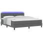 Preview: LED Boxspringbett mit Matratze Dunkelgrau 180x200 cm Stoff