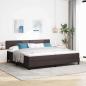 Preview: ARDEBO.de - LED Boxspringbett mit Matratze Dunkelbraun 200x200 cm Stoff