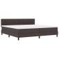 Preview: LED Boxspringbett mit Matratze Dunkelbraun 200x200 cm Stoff