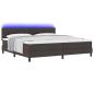 Preview: LED Boxspringbett mit Matratze Dunkelbraun 200x200 cm Stoff