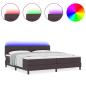 Preview: LED Boxspringbett mit Matratze Dunkelbraun 200x200 cm Stoff