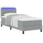 Preview: LED Boxspringbett mit Matratze Hellgrau 80x200 cm Stoff