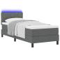 Preview: LED Boxspringbett mit Matratze Dunkelgrau 80x200 cm Stoff
