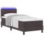 Preview: LED Boxspringbett mit Matratze Dunkelbraun 80x200 cm Stoff