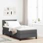 Preview: ARDEBO.de - LED Boxspringbett mit Matratze Dunkelgrau 90x200 cm Stoff