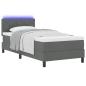Preview: LED Boxspringbett mit Matratze Dunkelgrau 90x200 cm Stoff