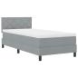 Preview: LED Boxspringbett mit Matratze Hellgrau 100x200 cm Stoff
