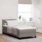 Preview: ARDEBO.de - LED Boxspringbett mit Matratze Taupe 100x200 cm Stoff