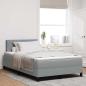 Preview: ARDEBO.de - LED Boxspringbett mit Matratze Hellgrau 120x200 cm Stoff