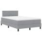 Preview: LED Boxspringbett mit Matratze Hellgrau 120x200 cm Stoff