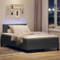 Preview: LED Boxspringbett mit Matratze Dunkelgrau 120x200 cm Stoff