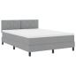 Preview: LED Boxspringbett mit Matratze Hellgrau 140x190 cm Stoff