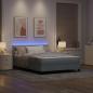 Preview: LED Boxspringbett mit Matratze Hellgrau 140x190 cm Stoff