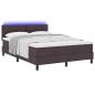 Preview: LED Boxspringbett mit Matratze Dunkelbraun 140x200 cm Stoff