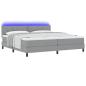 Preview: LED Boxspringbett mit Matratze Hellgrau 200x200 cm Stoff