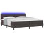 Preview: LED Boxspringbett mit Matratze Dunkelbraun 200x200 cm Stoff