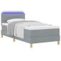 Preview: Boxspringbett mit Matratze & LED Hellgrau 80x200 cm Stoff