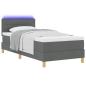 Preview: LED Boxspringbett mit Matratze Dunkelgrau 100x200 cm Stoff