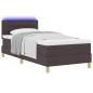 Preview: LED Boxspringbett mit Matratze Dunkelbraun 100x200 cm Stoff