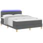 Preview: LED Boxspringbett mit Kopfteil Dunkelgrau 160 x 200 cm Stoff