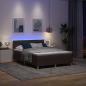 Preview: LED Boxspringbett mit Matratze Dunkelbraun 160x200 cm Stoff