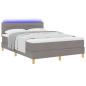 Preview: LED Boxspringbett mit Matratze Taupe 160x200 cm Stoff