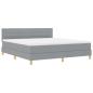 Preview: ARDEBO.de - LED Boxspringbett mit Matratze Hellgrau 180x200 cm Stoff