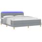 Preview: LED Boxspringbett mit Matratze Hellgrau 180x200 cm Stoff