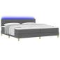 Preview: LED Boxspringbett mit Matratze Dunkelgrau 200x200 cm Stoff