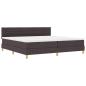 Preview: ARDEBO.de - LED Boxspringbett mit Matratze Dunkelbraun 200x200 cm Stoff
