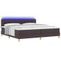 Preview: LED Boxspringbett mit Matratze Dunkelbraun 200x200 cm Stoff
