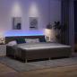 Preview: LED Boxspringbett mit Matratze Dunkelbraun 200x200 cm Stoff