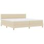 Preview: LED Boxspringbett mit Matratze Creme 200x200 cm Stoff