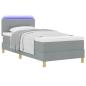 Preview: LED Boxspringbett mit Matratze Hellgrau 90x200 cm Stoff