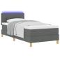 Preview: LED Boxspringbett mit Matratze Dunkelgrau 90x200 cm Stoff