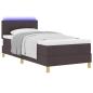 Preview: LED Boxspringbett mit Matratze Dunkelbraun 90x200 cm Stoff