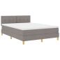 Preview: LED Boxspringbett mit Matratze Taupe 140x190 cm Stoff
