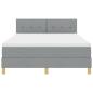 Preview: LED Boxspringbett mit Matratze Hellgrau 160x200 cm Stoff