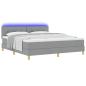 Preview: LED Boxspringbett mit Matratze Hellgrau 180x200 cm Stoff